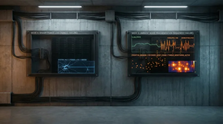 A power outage forces a reset. Noise forces degradation. We measured the cognitive cost of intermittent interruptions against total blackouts.